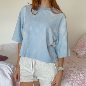 H&M Light Blue Women's Cropped crew neck Short Sleeve Top